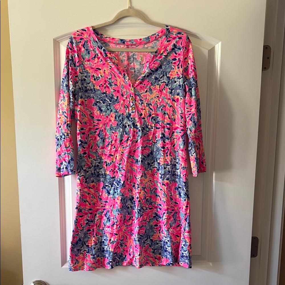 Lily Pulitzer Pink and Blue Coral Print Dress
